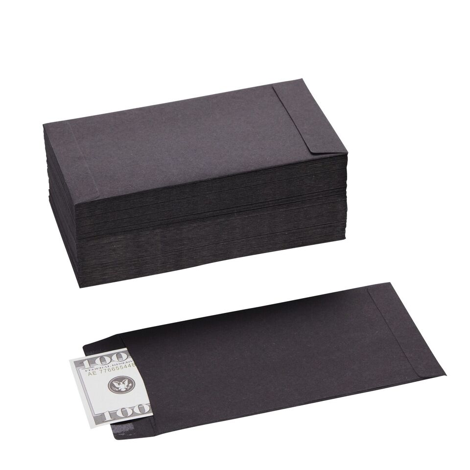 100 Pack Black Money Envelopes for Cash Budgeting