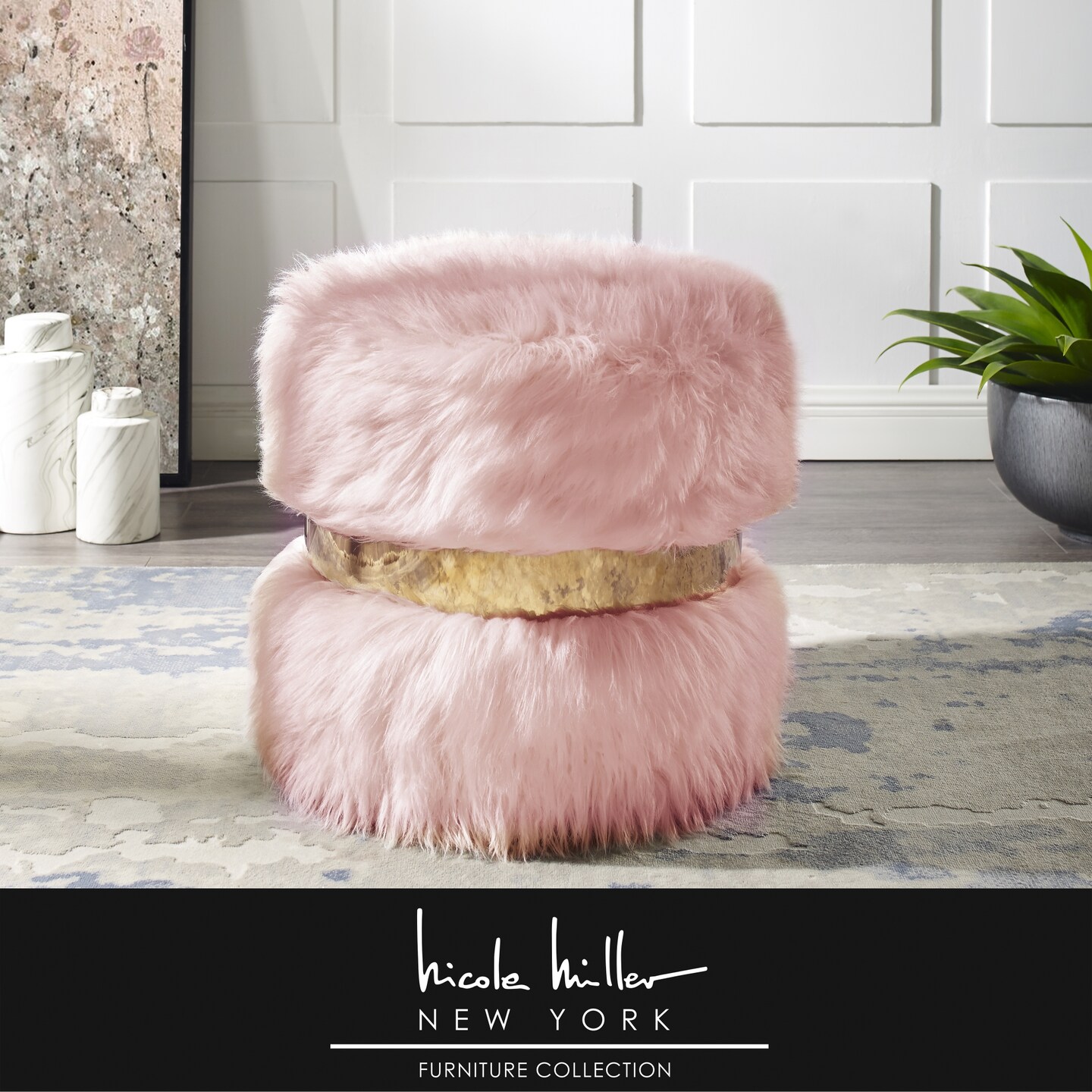 Hassan Faux Fur Ottoman