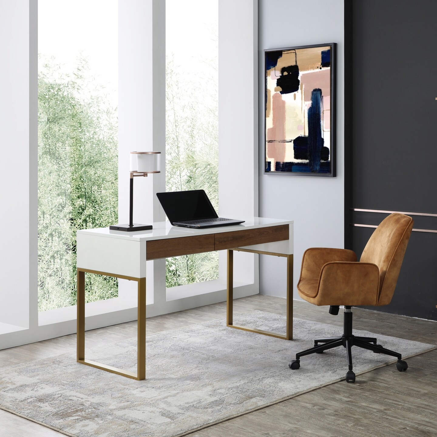 Olin Writing Desk With 2 Drawers