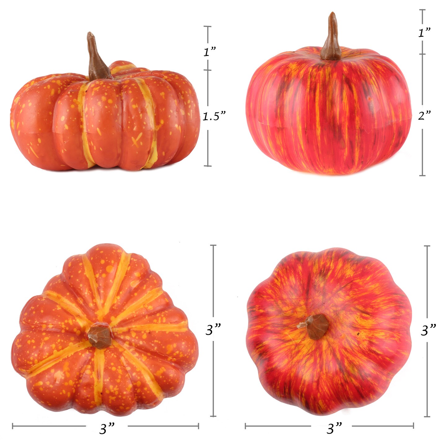 12-Pack: Artificial Vibrant Orange Pumpkins - Perfect for Fall Crafts, Centerpieces & Seasonal Decor, Ideal for Halloween & Thanksgiving - Floral Home by Artificial Flowers