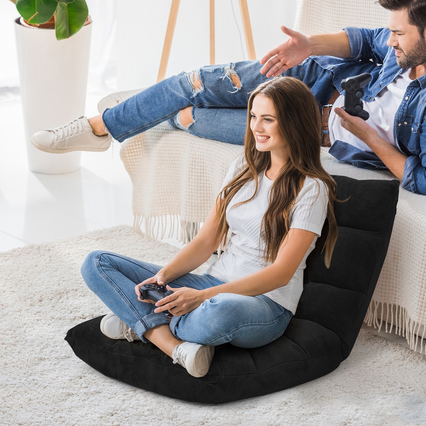 14-Position Adjustable Back Cushioned Floor Chair