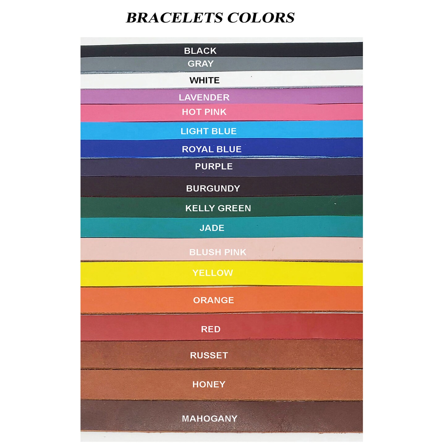 Full-Grain Latigo Leather Bracelet Blanks – 18 Colors, Adjustable Sizes, Pack of 8