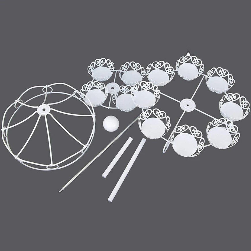 Carousel Cupcake Stand White 2-Tier Metal Carousel Cupcake Holder Display for Cupcakes Holiday Birthday Wedding Party Decor