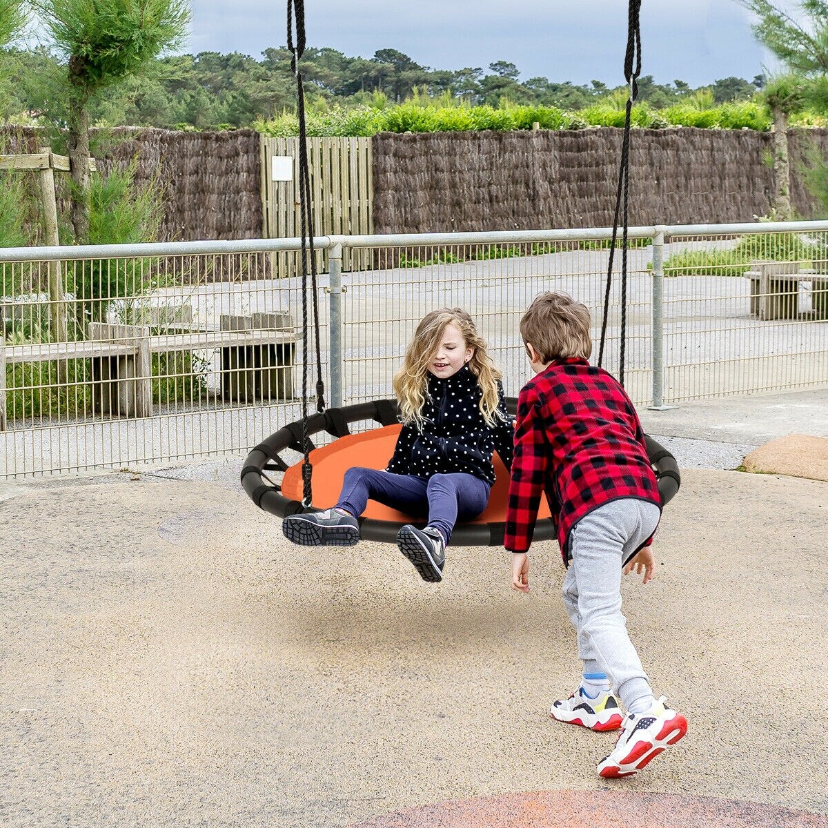 40&#x22; Flying Saucer Round Swing Kids Play Set