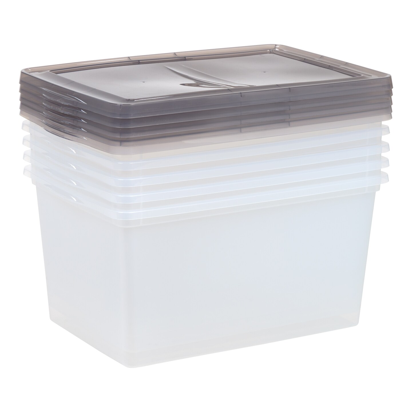 IRIS USA 58 Quart Snap Top Plastic Storage Box, 5 Pack