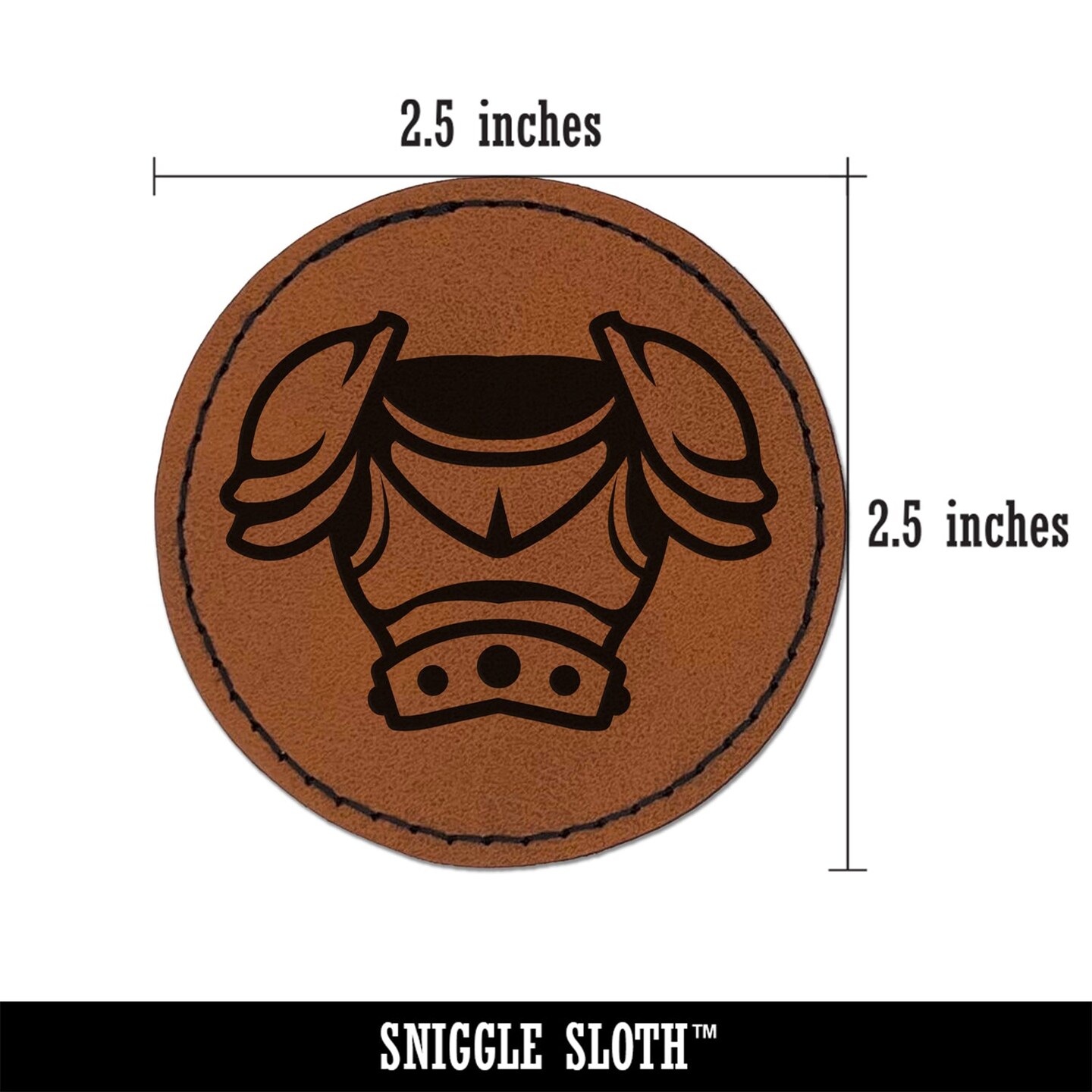 Fantasy Medieval Plate Armor Round Iron-On Engraved Faux Leather Patch Applique - 2.5&#x22;