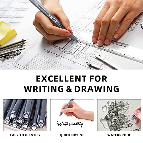 Micro-Pens Drawing Ink Set - 8 Sizes for Artists, Ideal for Sketching and Writing