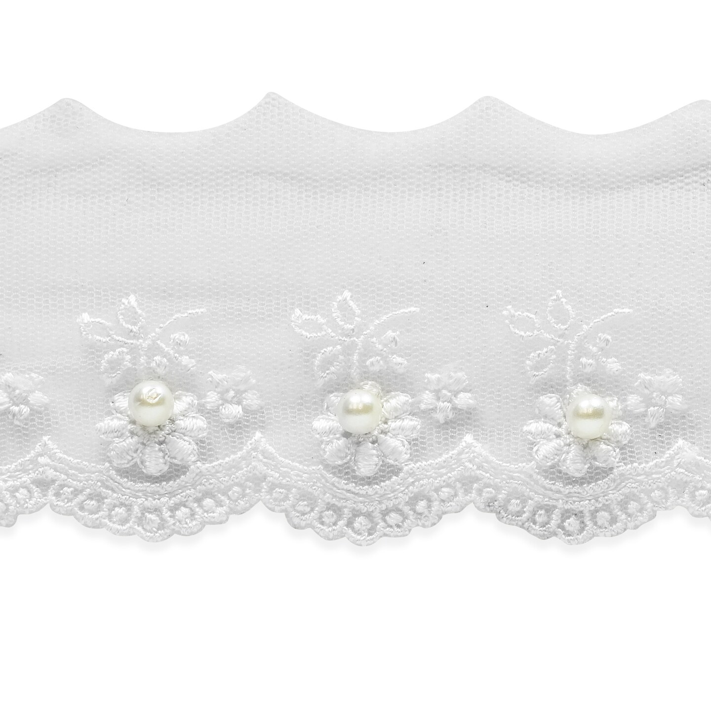 Vintage Daisy with Pearl Bridal Lace Trim