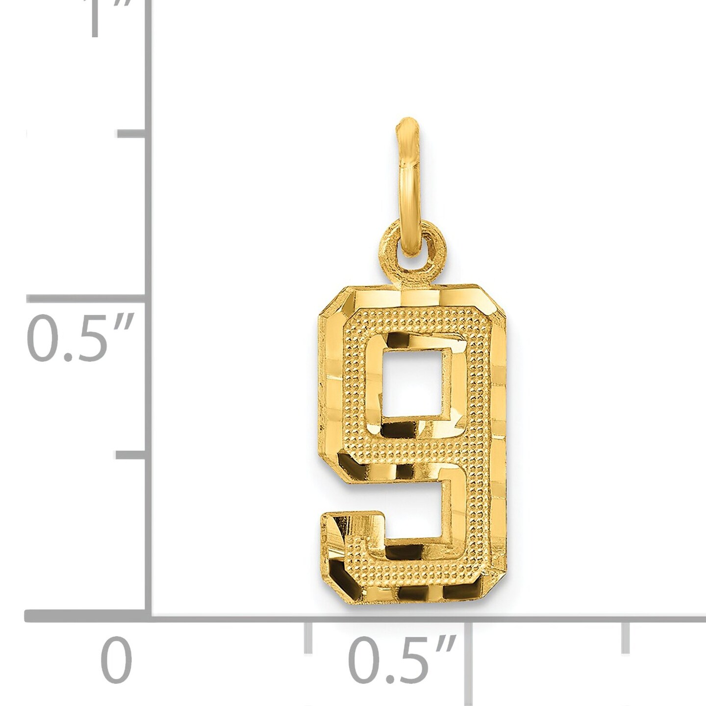 14K Gold Small Number 9 Charm Pendant FindingKing Jewerly 20mm x 7mm