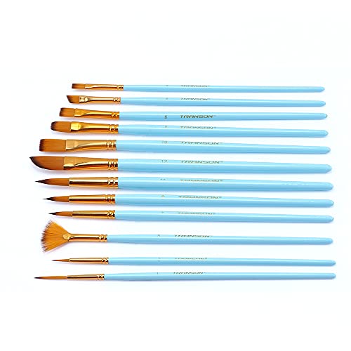 Art Painting Brush Set Assorted 12 Pieces for Acrylic, Watercolor, Gouache, and Hobby Painting