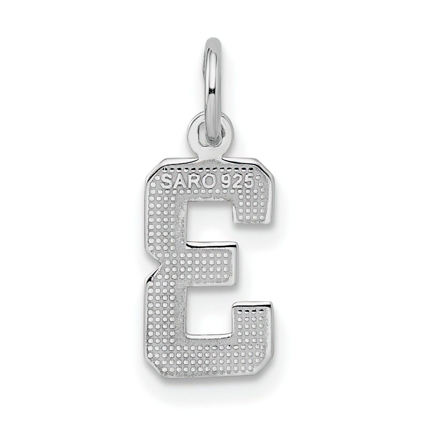 Sterling Silver Small #3 Charm Number Pendant Jewelry 20mm x 7mm