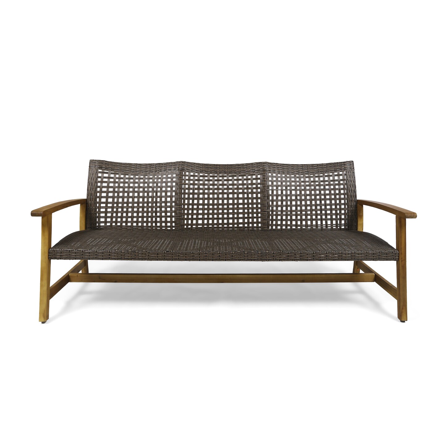 Contemporary Home Living 75.5&#x22; Brown Contemporary Outdoor Patio Wicker Sofa