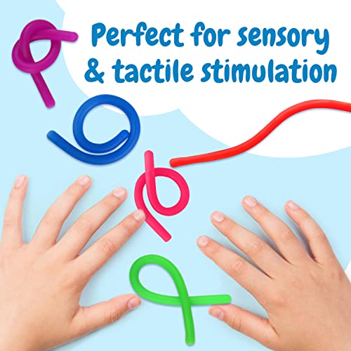 5-Pack Original Stretchy Fidget Sensory Toys Monkey Noodles for Kids and Adults Stretches from 12 Inches to 8 Feet BPA, Phthalate, and Latex-Free