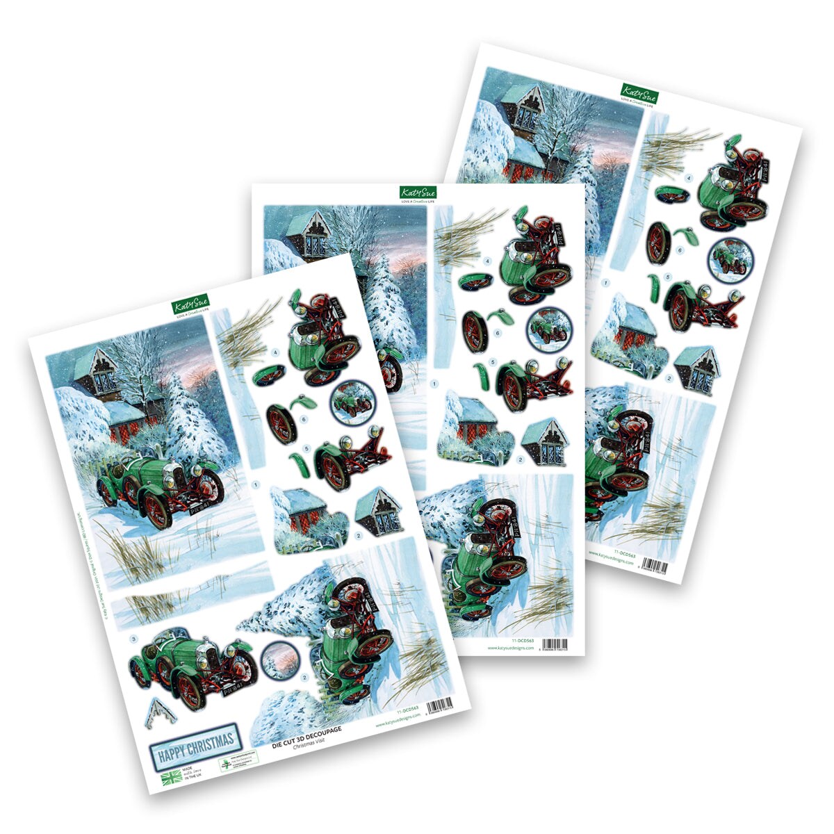Katy Sue Die Cut Decoupage &#x2013; Christmas Visit (Pack Of 3)