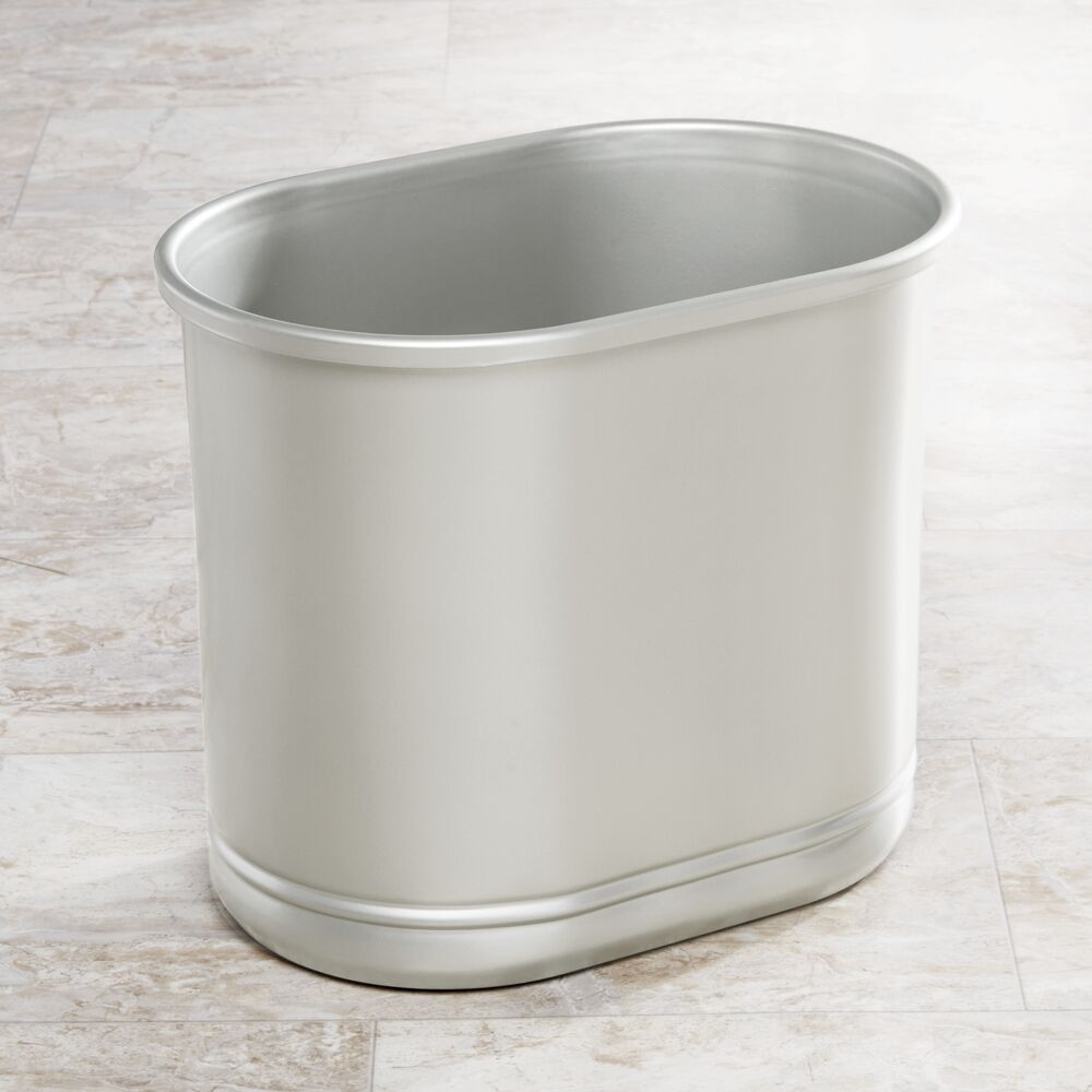 mDesign Small Metal Oval 2.5 Gallon Bathroom Trash Can Wastebasket