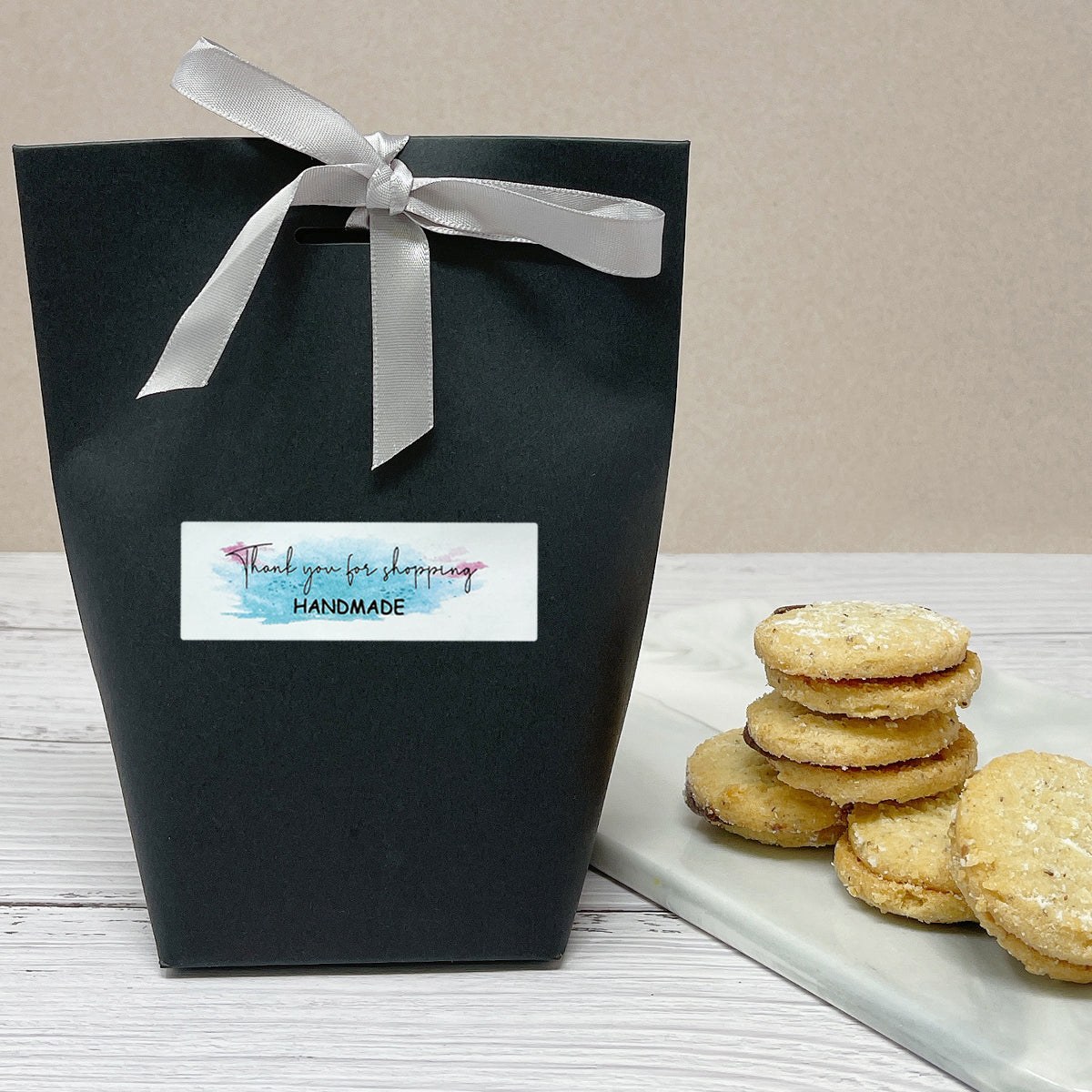 Wrapables 3" x 1" Small Business Thank You Stickers Roll, Sealing Stickers and Labels for Boxes, Envelopes, Bags, Packages