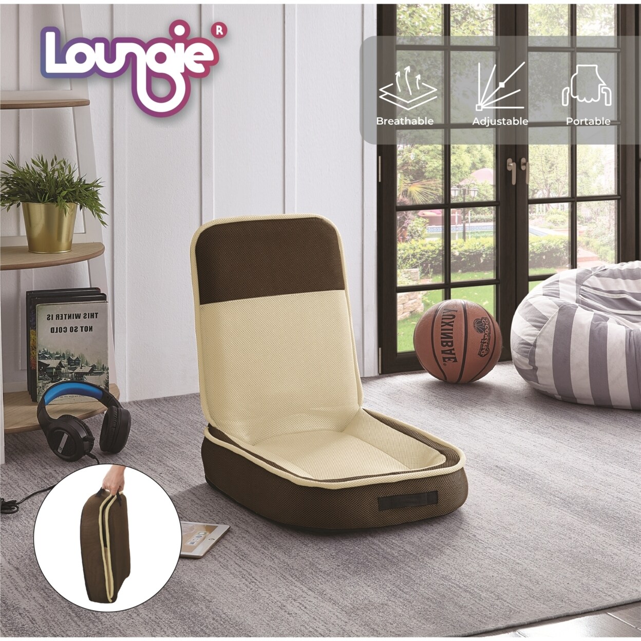 Loungie Olga Chair - Foldable Portable Breathable Washable Cover Steel Rod Construction