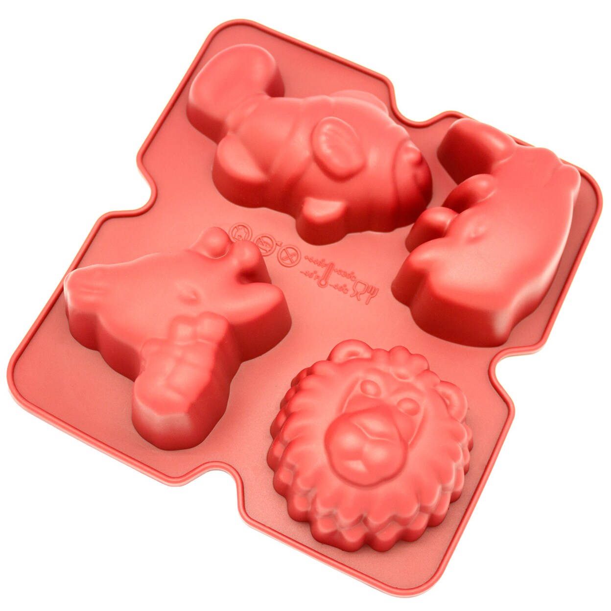 Freshware Silicone Mold Soap Mold for Pudding Muffin Cupcake Cheesecake and Soap Lion Giraffe Rhino and Fish 4-Cavity