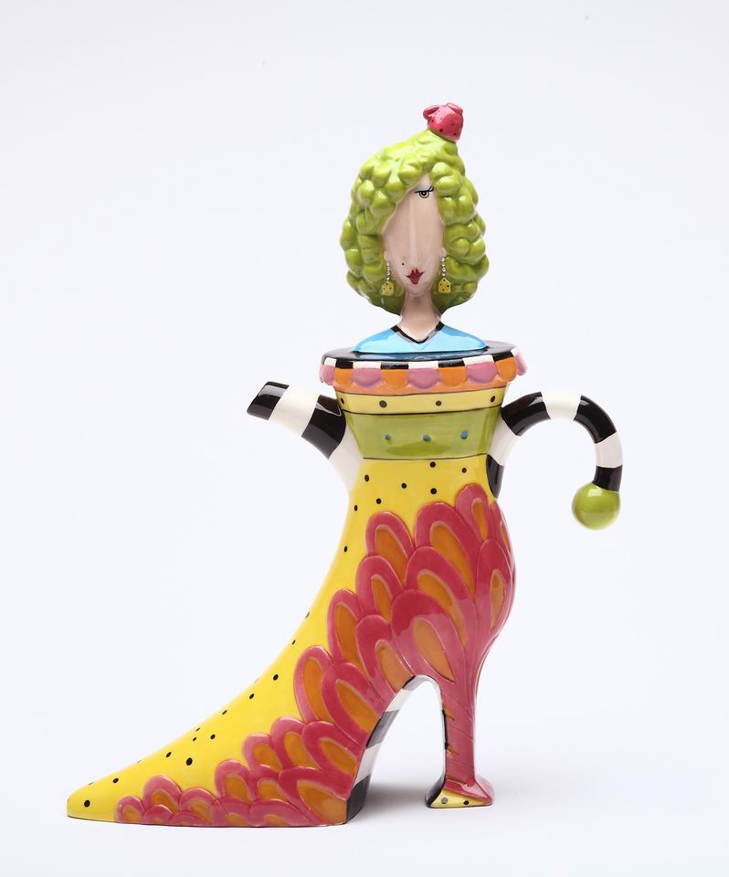 Ceramic Blonde Lady above High Heel Shoe Teapot, Gift for Her, Gift for Mom, Kitchen D&#xE9;cor, Tea Party D&#xE9;cor, Caf&#xE9; D&#xE9;cor, Kitchen Decor
