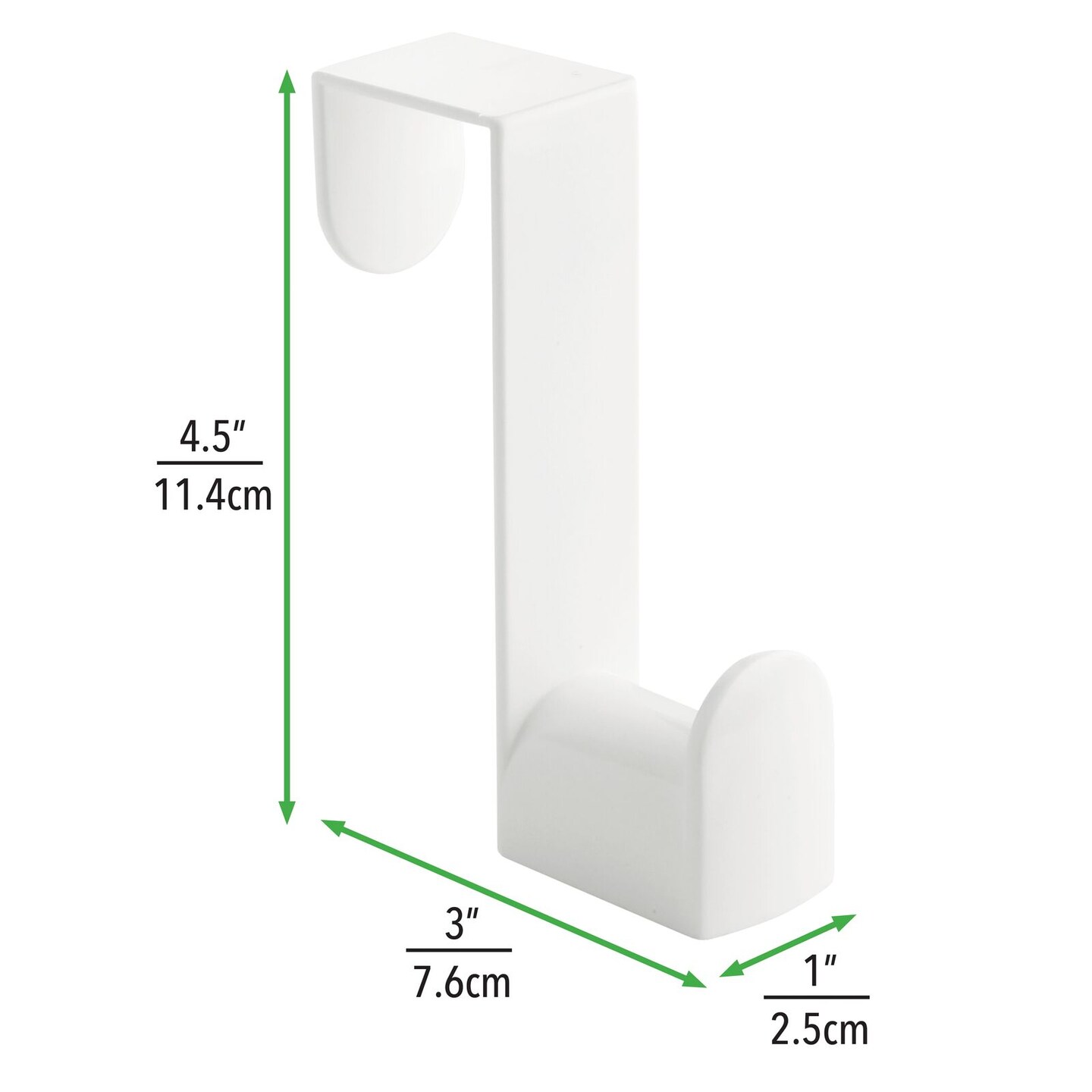 mDesign Plastic Over Door Single Storage Organizer Hanger Hooks - 6 Pack - White