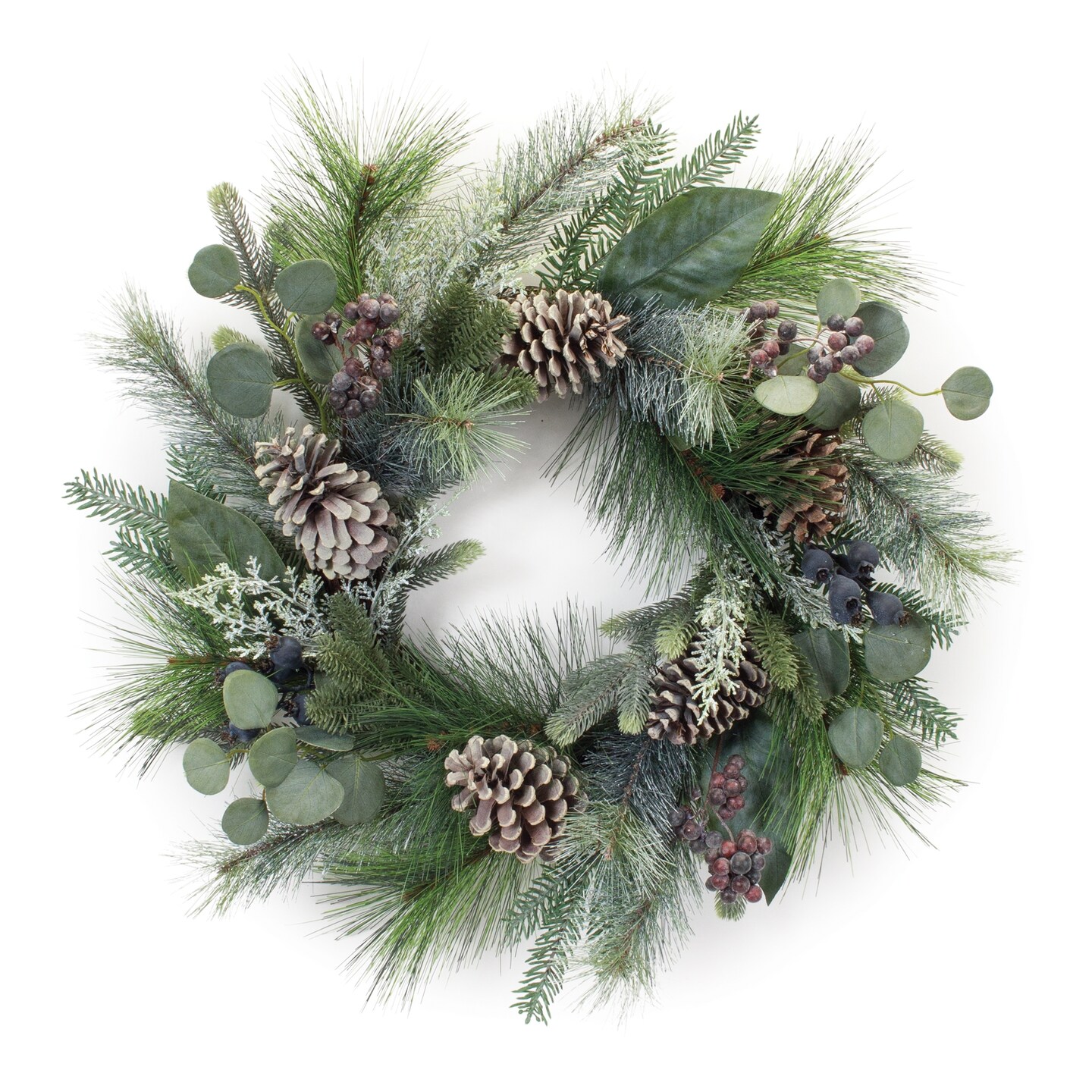 Melrose Pine, Eucalyptus and Berry Artificial Christmas Wreath, 28-Inch, Unlit