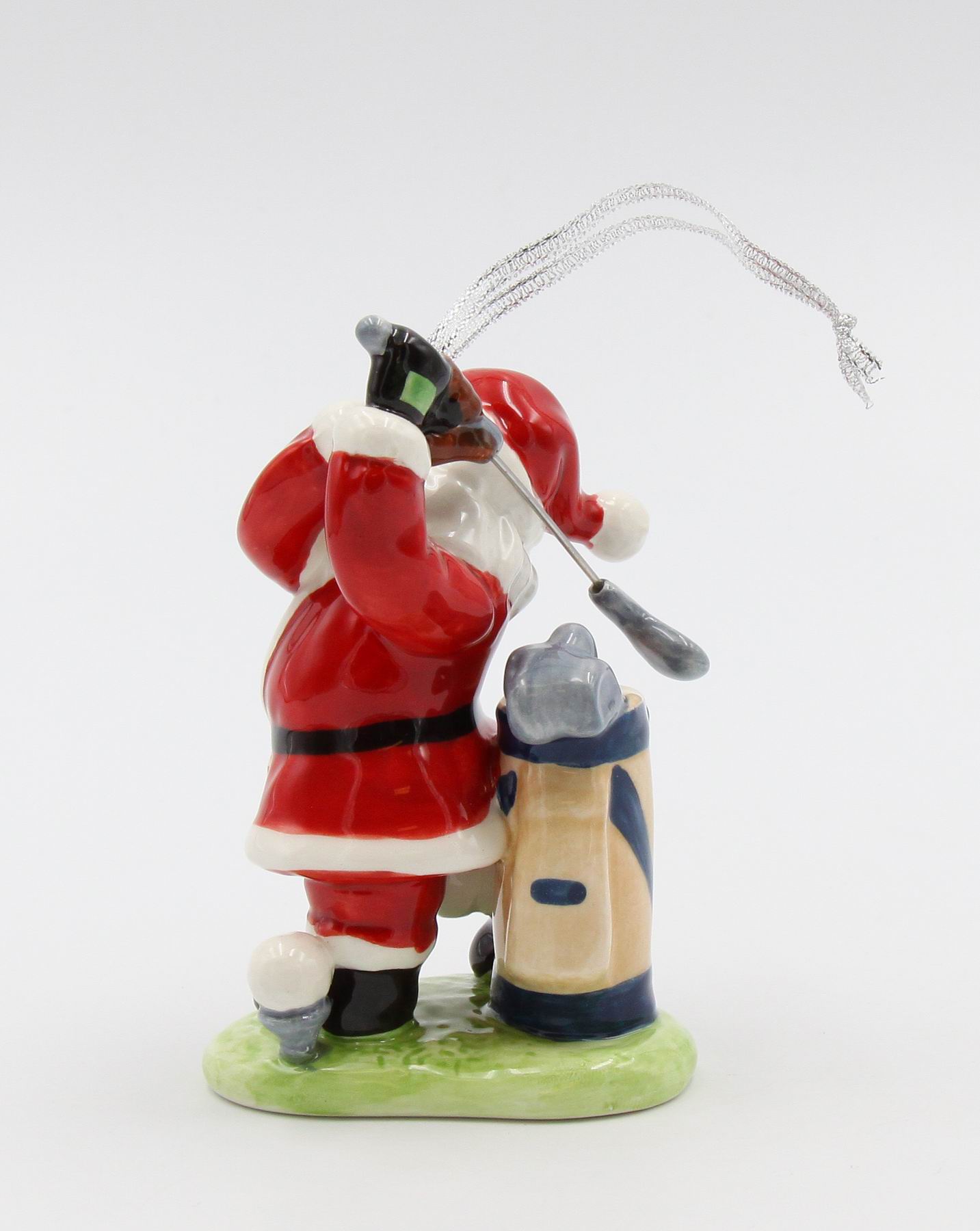 Ceramic African American Golfing Santa Ornament, Home D&#xE9;cor, Gift for Her, Mom, Him, Dad, Christmas tree D&#xE9;cor, Wall Decor