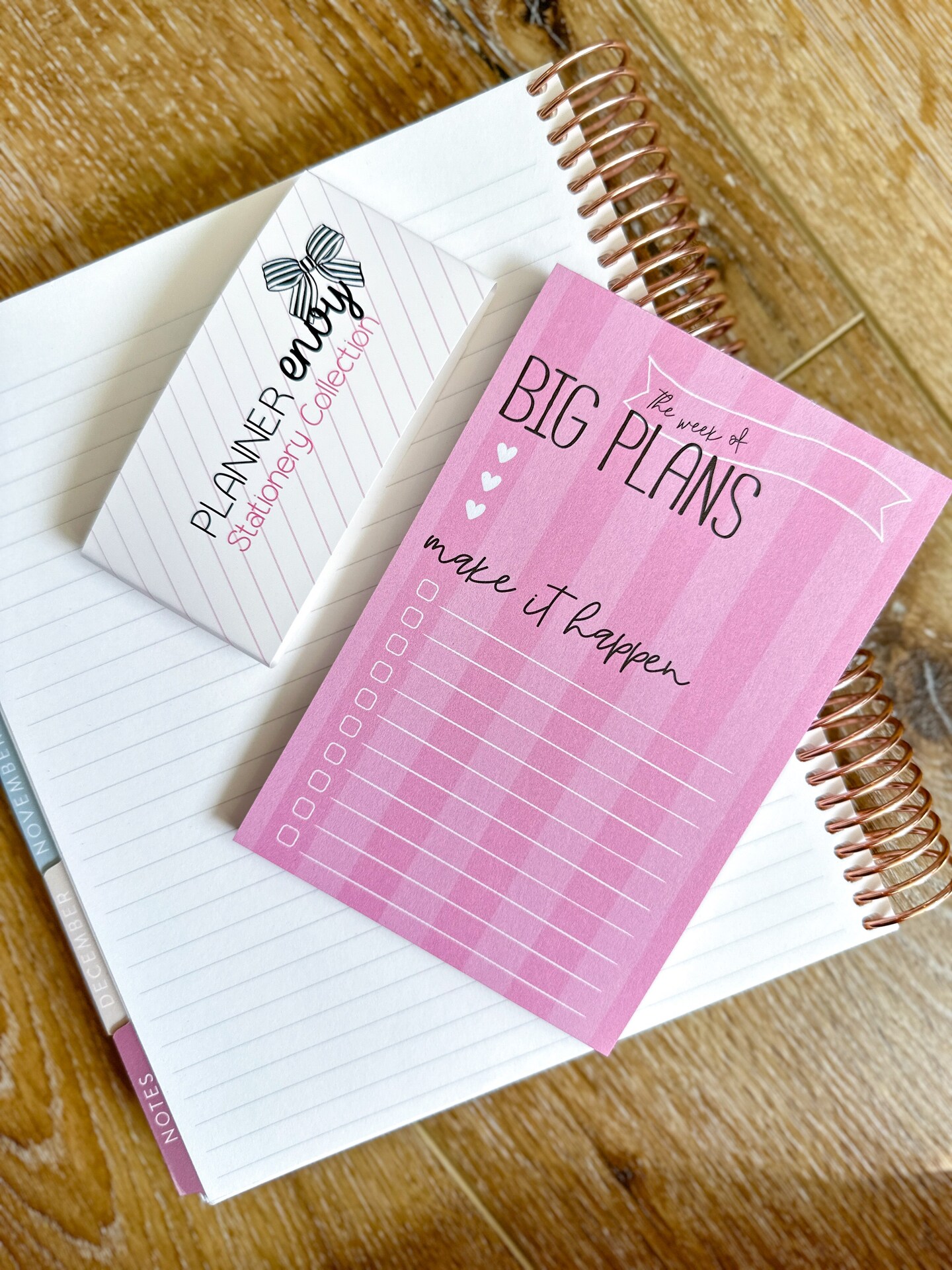 Big Plans Pink Stripe Notepad - 4x6 Inches (*Notepad Only*) (NPE004)