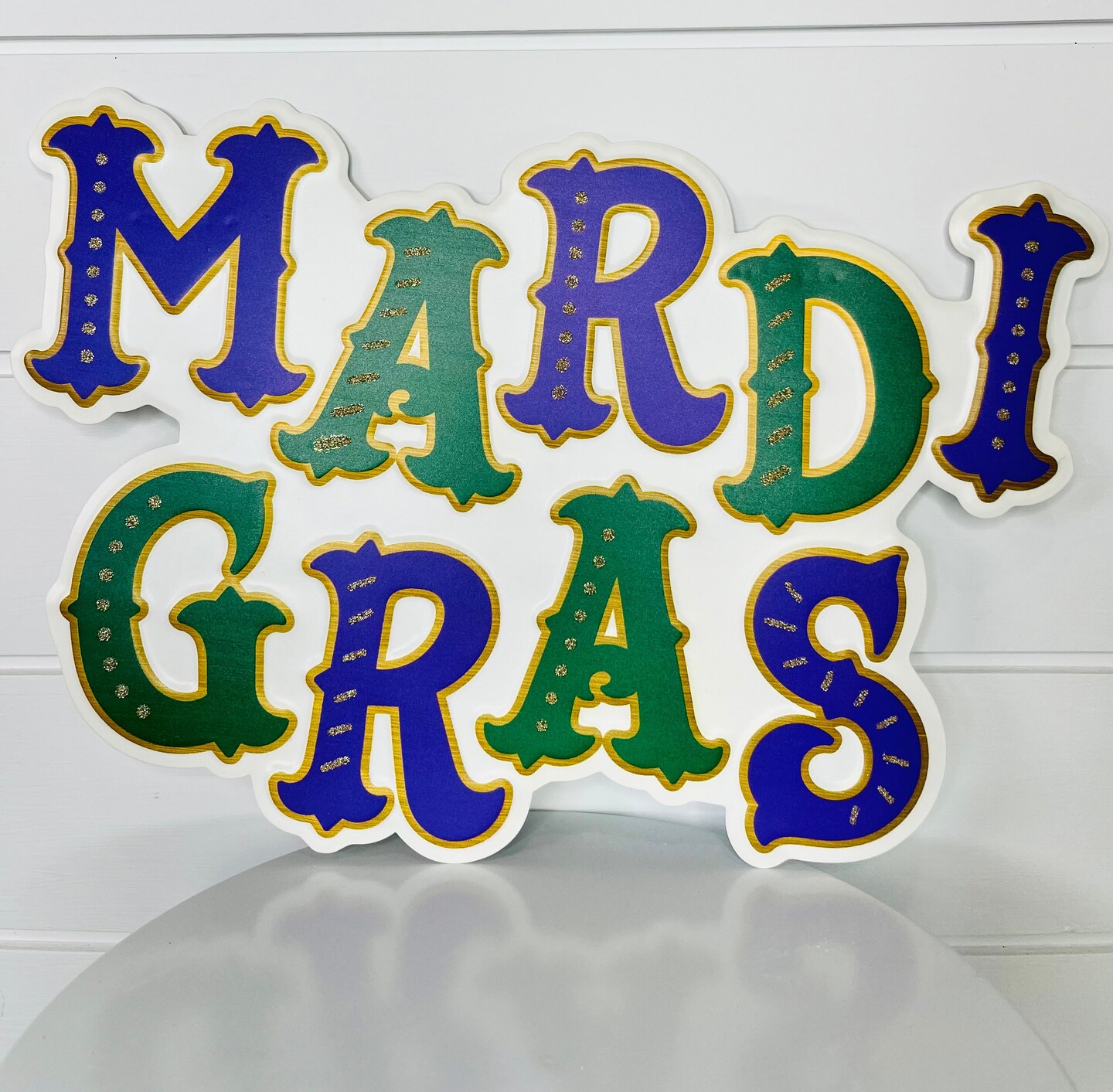 16x11&#x22;H Metal Glitter Mardi Gras Sign-MD105227