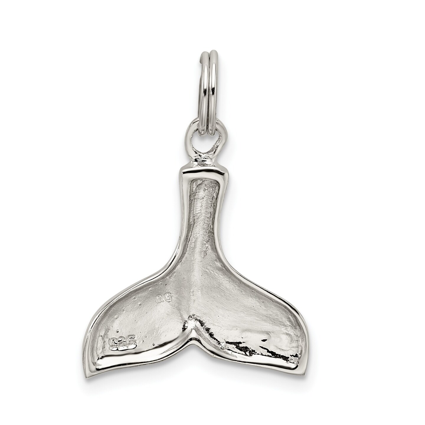 Sterling Silver Whale Tail Charm Pendant Jewelry 26mm x 18mm