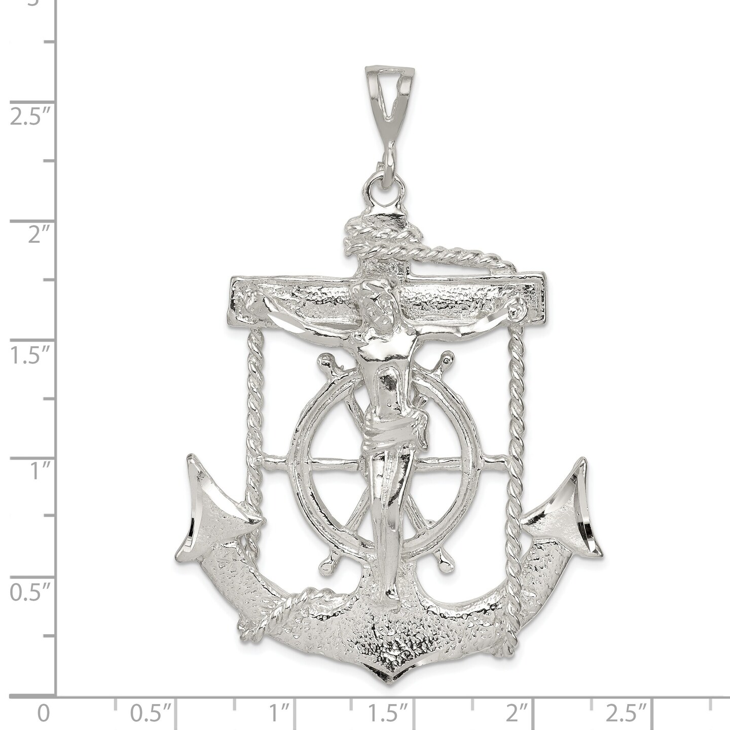 Sterling Silver Mariners Cross Pendant Charm Jewelry 66mm x 46mm