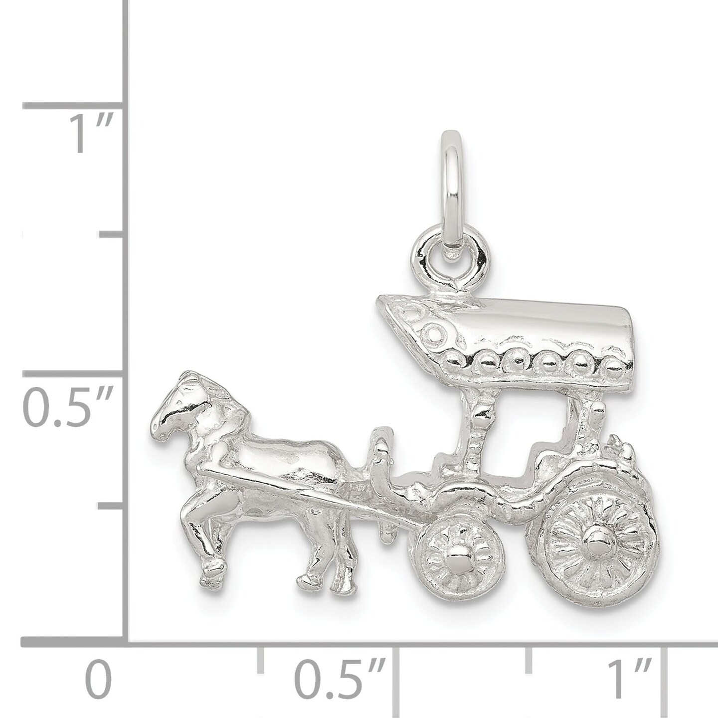 Sterling Silver Horse &#x26; Carriage Charm Pendant Jewelry 18mm x 24mm