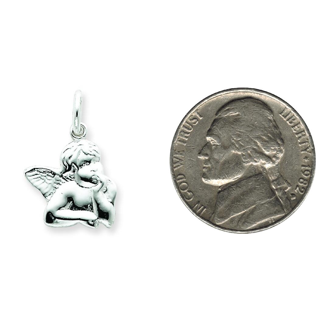 Sterling Silver Angel Charm Pendant Religious Jewelry 20mm x 16mm