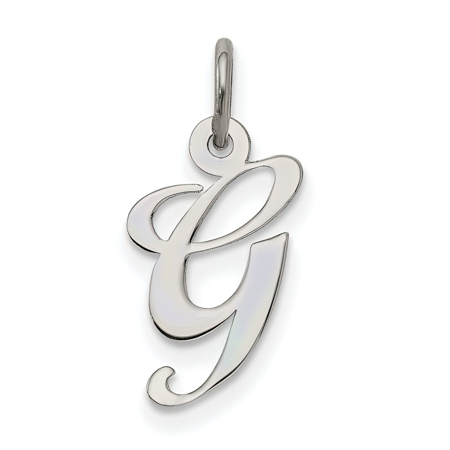 Sterling Silver Small Script Initial Letter G Charm Jewerly 16mm x 10mm