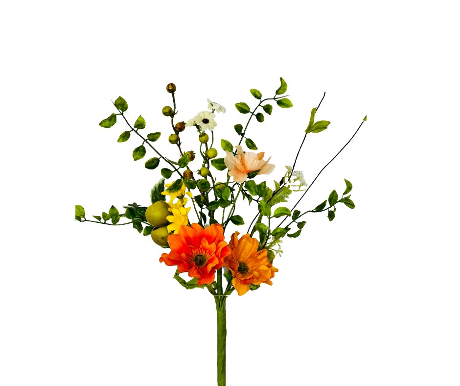 16&#x22; Orange/White Poppy Berry Pick - Vibrant Floral Accent-63264SP16