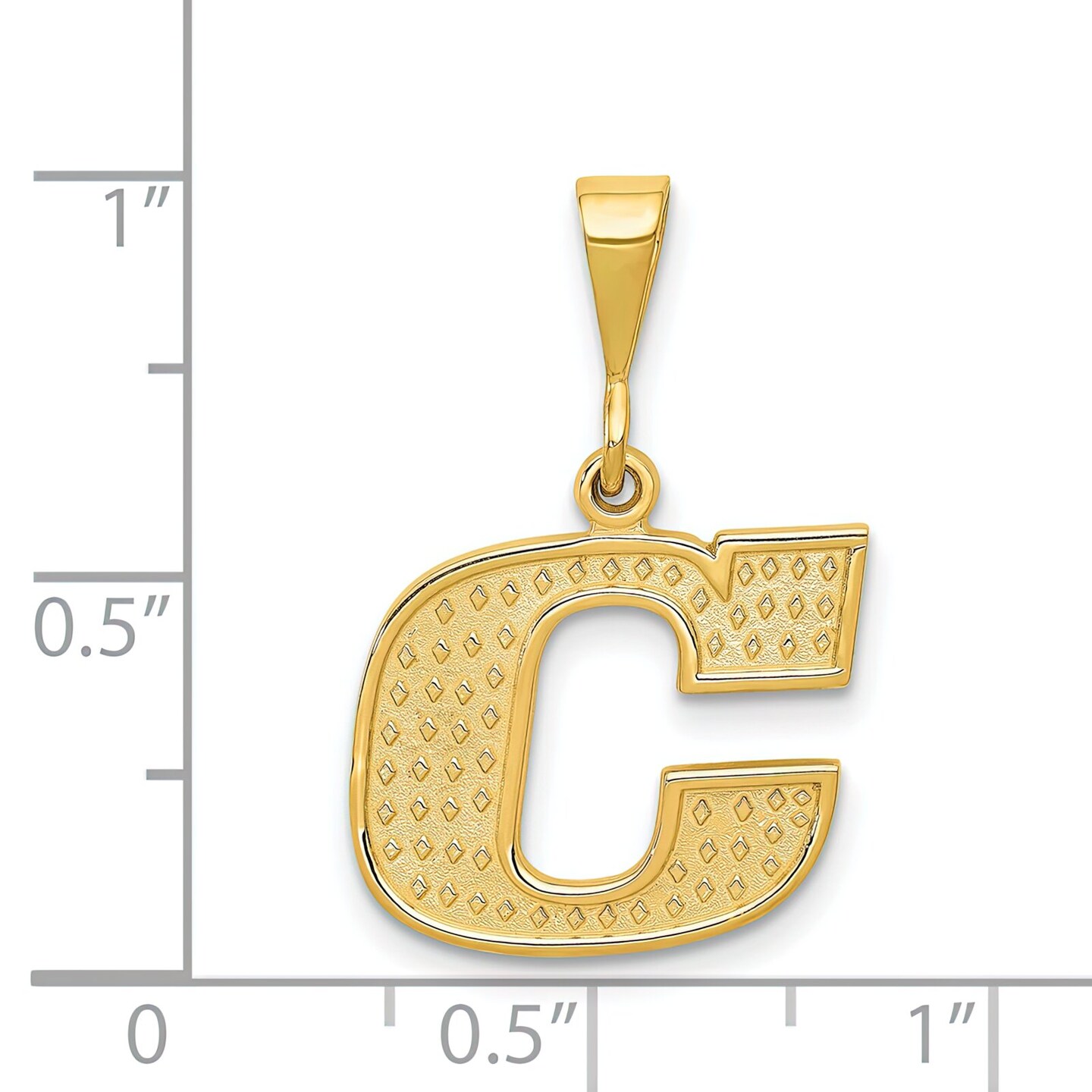 14K Yellow Gold Initial C Charm Letter Pendant Jewelry 26mm x 16mm
