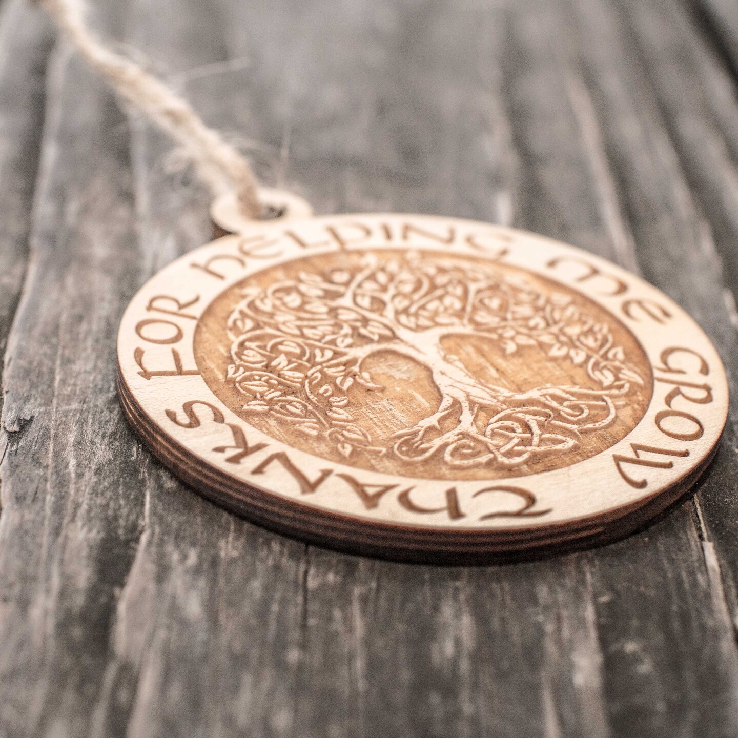 Ornament - Thanks for Helping Me Grow - Raw Wood 3x3in Ornament - Thanks for Helping Me Grow - Raw Wood 3x3in