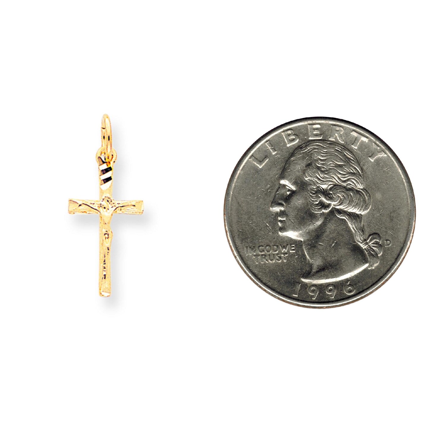 10K Yellow Gold Crucifix Charm Religious Jewelry New 23 X 11mm