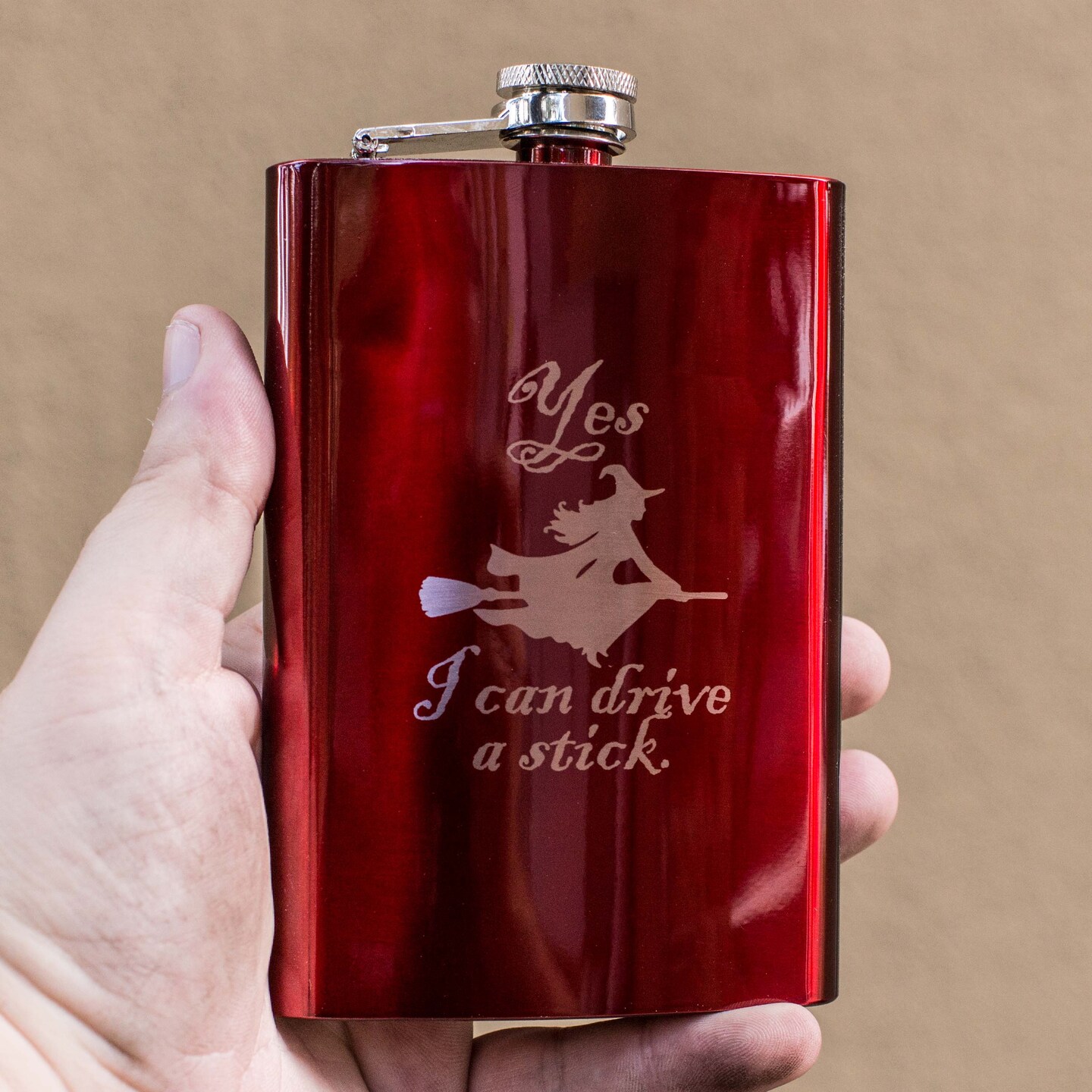 8oz RED Yes I Can Drive a Stick Flask 8oz RED Yes I Can Drive a Stick Flask