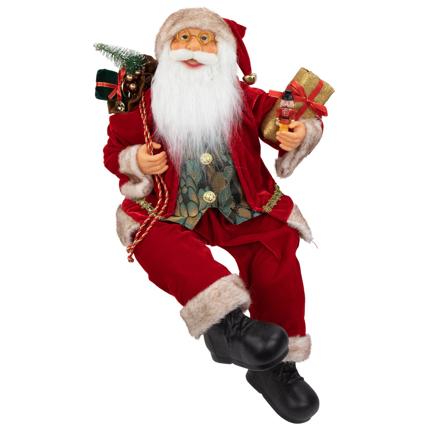Northlight 24" Sitting Santa Claus with Gift Bag and Presents Christmas Figure