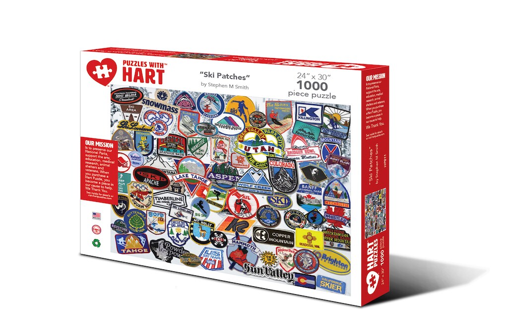 Hart 24&#x22;x30&#x22; 1000 pc Premium Jigsaw Puzzle - Ski Patches by Steve Smith