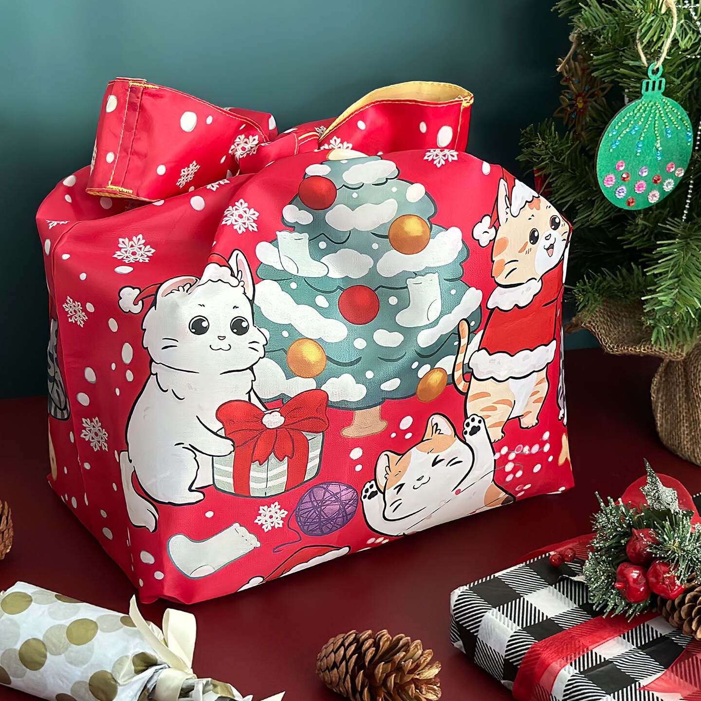 Wrapables Christmas Holiday AllyBag Collection Reusable Shopping