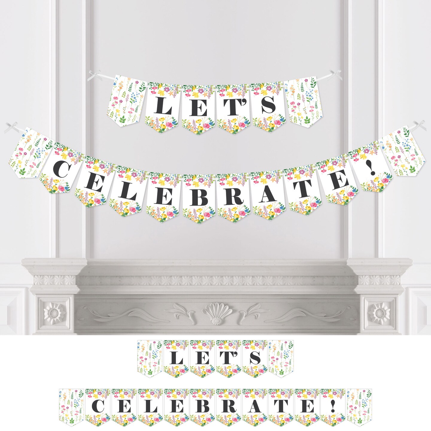 Big Dot of Happiness Wildflowers - Boho Floral Party Bunting Banner - Party Decorations - Let&#x27;s Celebrate