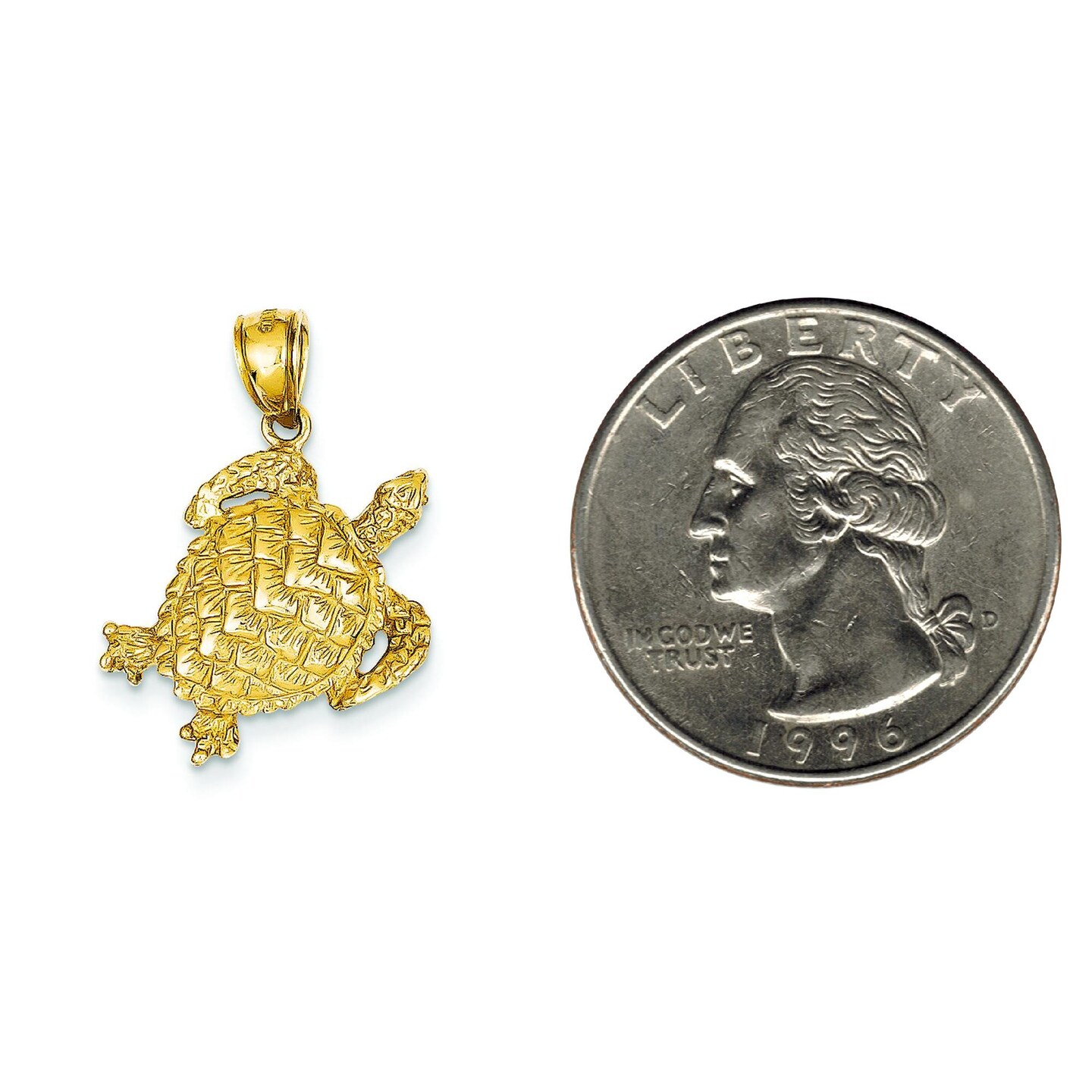 14K Gold Sea Turtle Charm Ocean Jewelry Jewelry 25mm x 18mm
