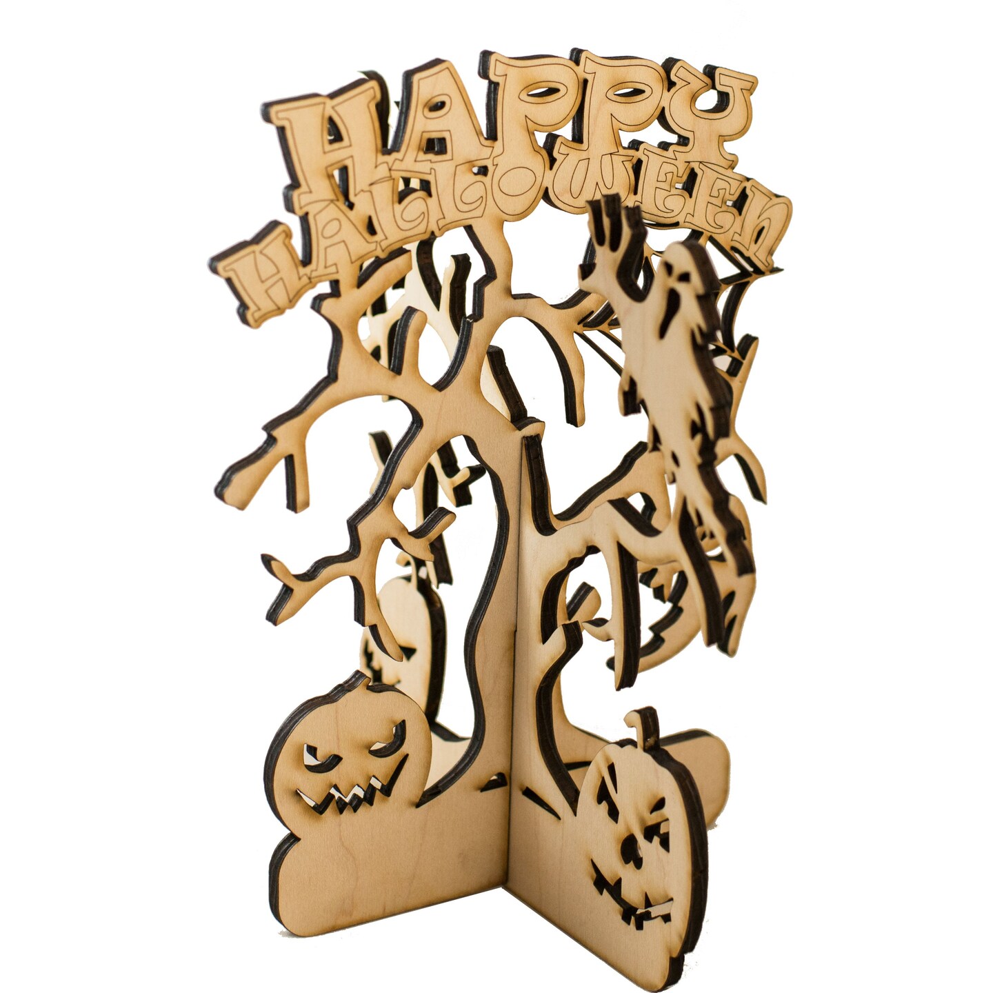 Happy Halloween Tree - Art Kit - RAW Wood 8 Happy Halloween Tree - Art Kit - RAW Wood 8