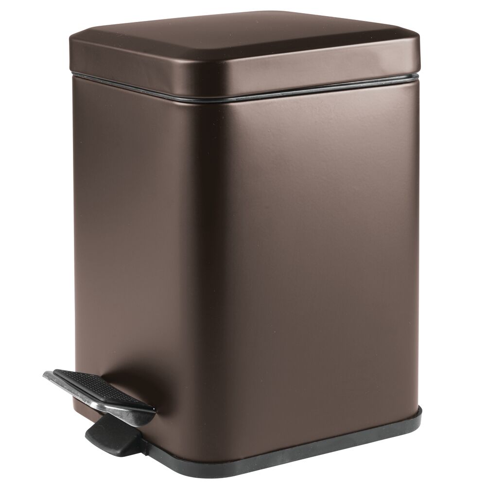 mDesign Square Metal 1.5 Gallon Step Trash Can with Lid/Liner Bucket