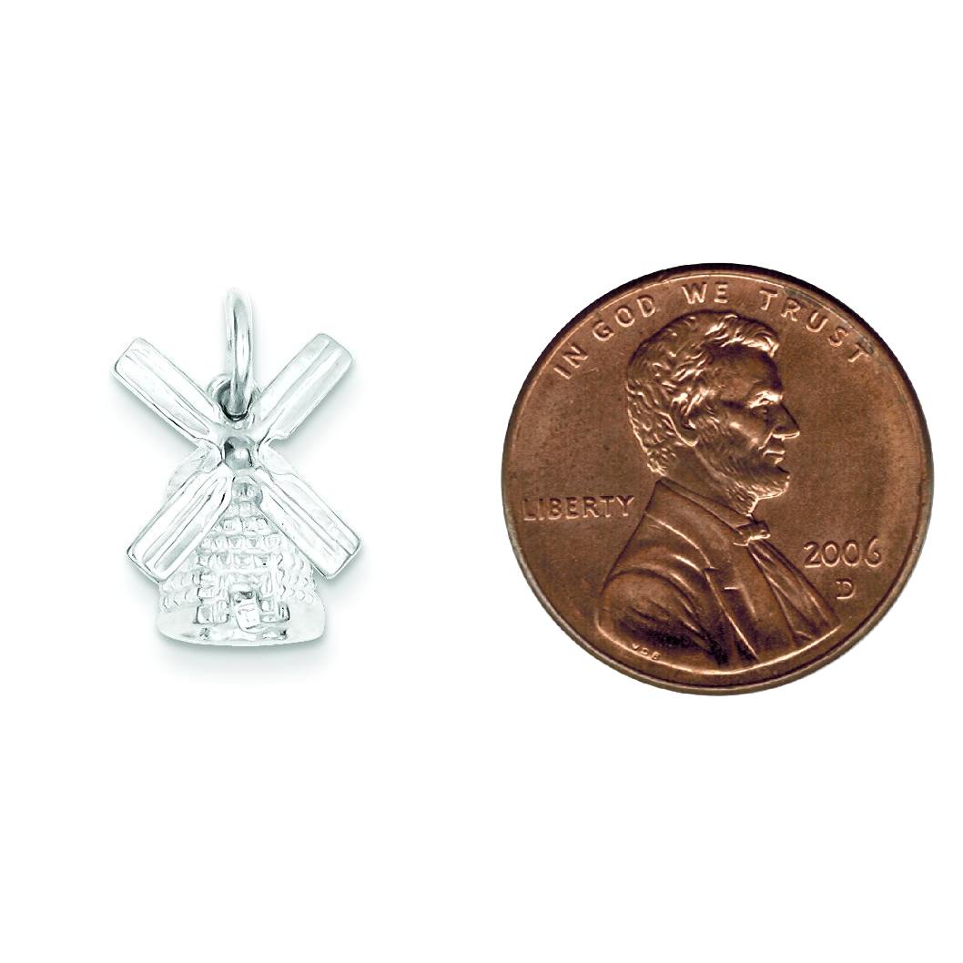 Sterling Silver Windmill Charm Pendant Farm Jewelry 15mm x 12mm