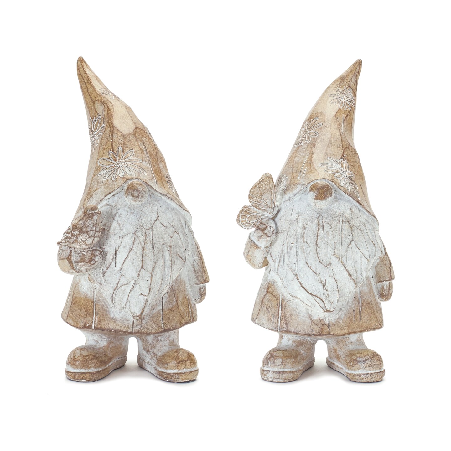 Melrose Set of 2 Carved Gnome Christmas Tabletop Figurines 8&#x22;