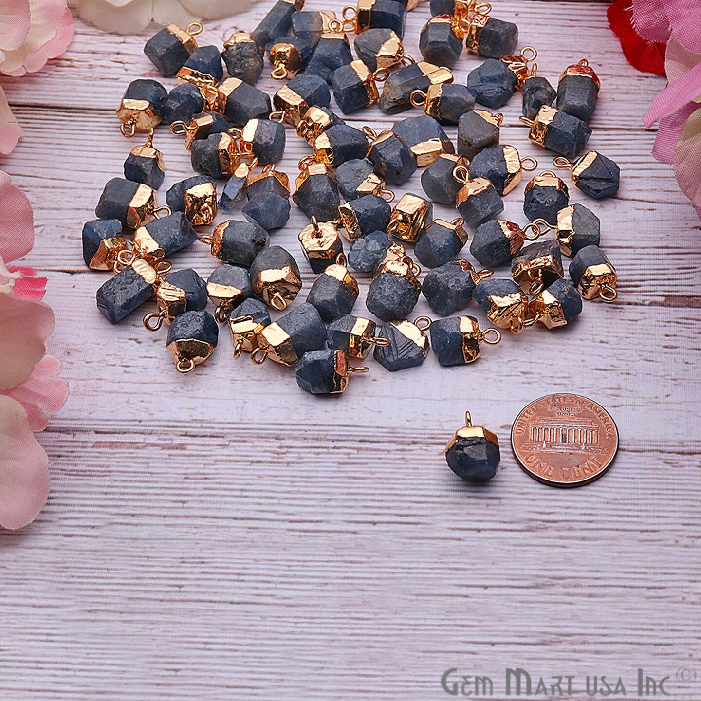 Raw Sapphire Necklace, Sapphire Geode, Rough Sapphire Connector, Raw Crystal Sapphire, GemMartUSA (GPSH-50470)