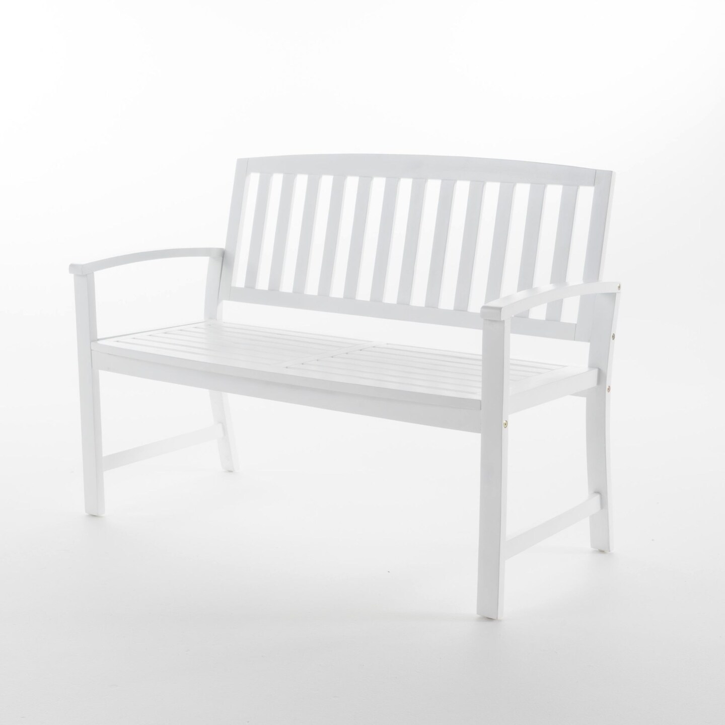 Contemporary Home Living 48.25&#x22; White Contemporary Rectangular Outdoor Bench with Back