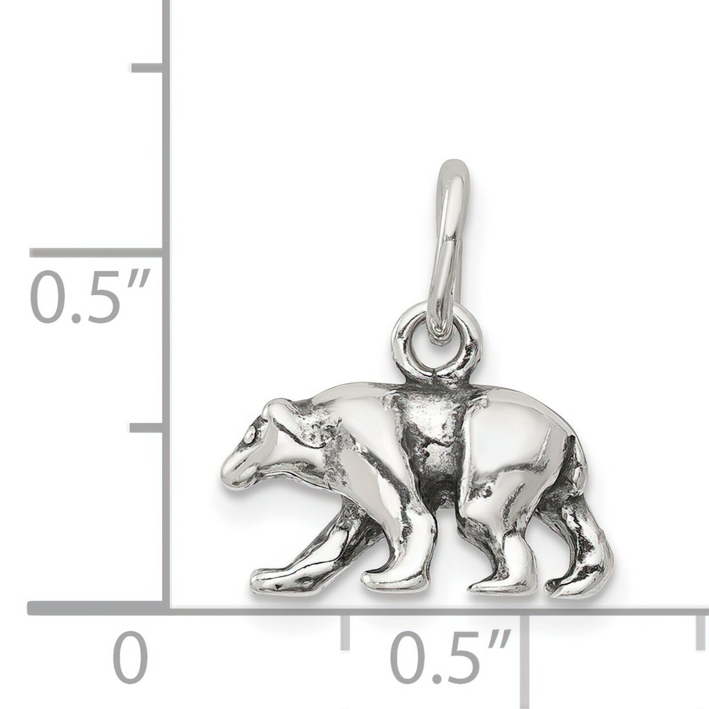 Sterling Silver Bear Charm Pendant Animal Jewelry 12mm x 15mm